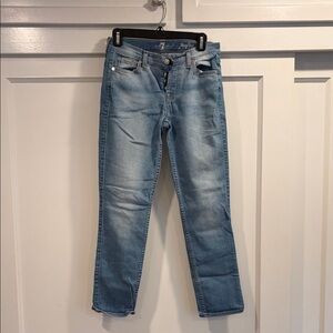 7 For All Mankind Josefina Skinny Boyfriend Jeans - Light Blue Denim